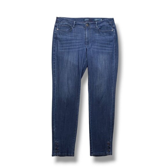 J Jill Authentic Fit Slim Ankle Jeans Womens 8 Button Hem Mid Rise - Picture 1 of 10